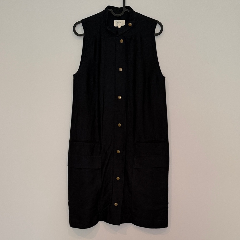 Billy Reid Sleeveless Black Button-Front Mini Dress